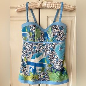 Aimer padded camisole top Blue white Green adjustable elastic straps size XS